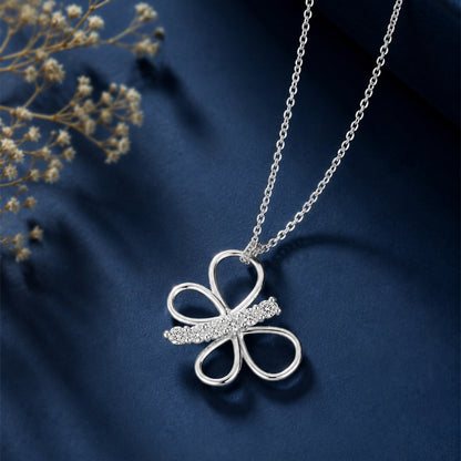 Rose Gold Zircon Butterfly Pendant With Cable Chain
