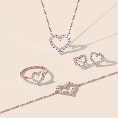 heart-shaped ring, Earrings, bracelet, and necklace set