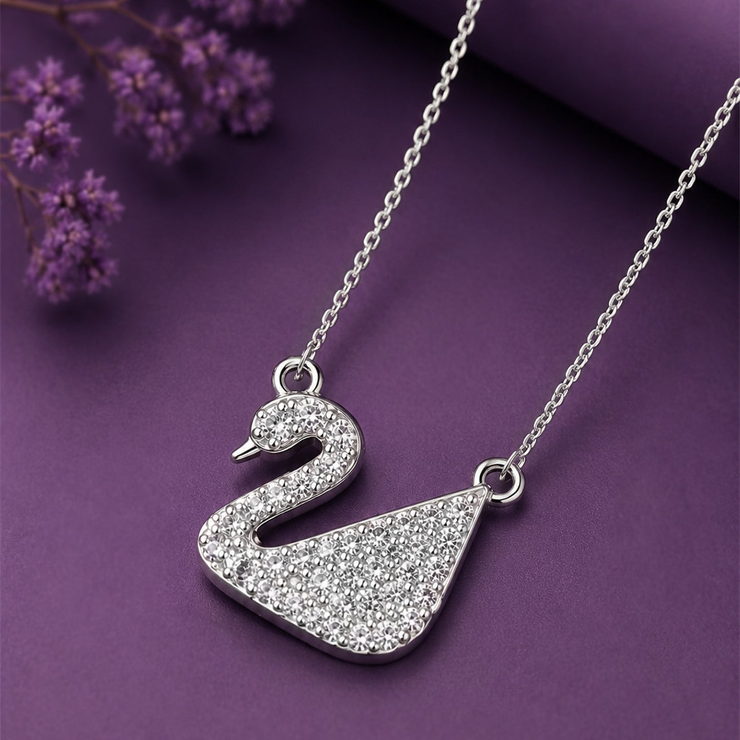 Premium Silver Swan Pendant Necklace