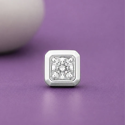 Square Diamond Stud in 925 Sterling Silver