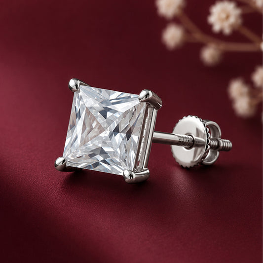 Diamond earring on a red background
