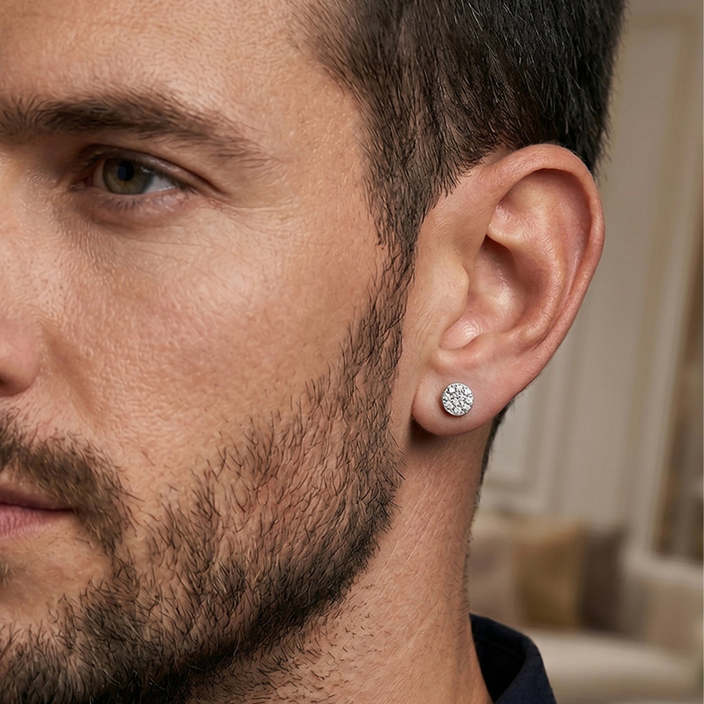 men wearing a unique stud earring