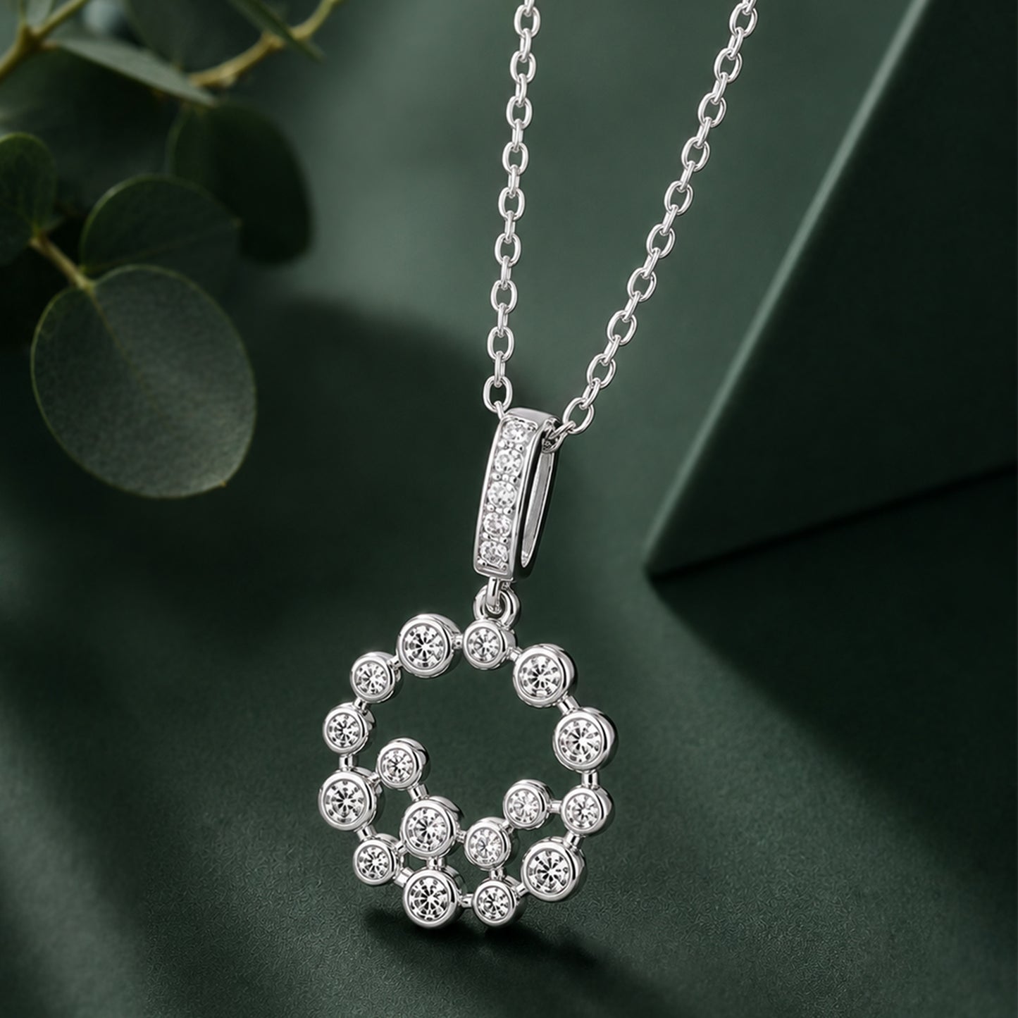 Silver Diamond Pendant in Bezel Set