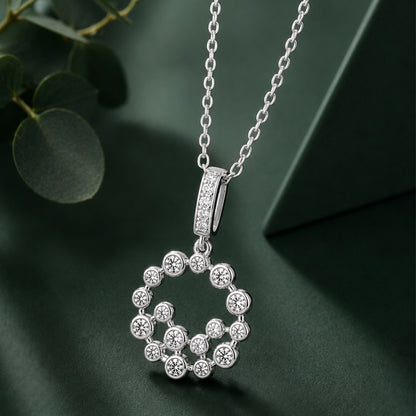 Silver Diamond Pendant in Bezel Set
