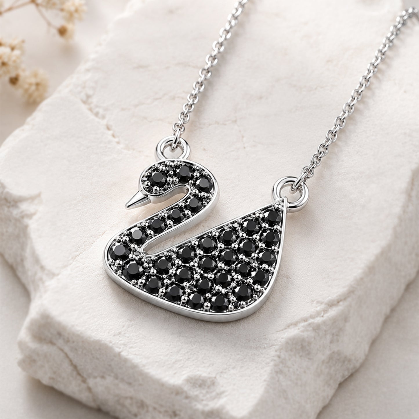 Black Diamond Swan Pendant