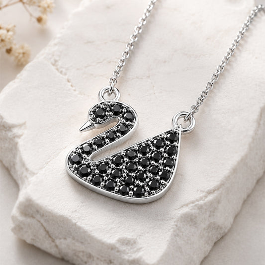 Black Diamond Swan Pendant