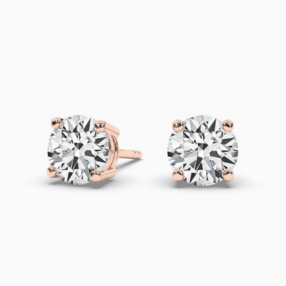 Small Silver Stud Earrings Round Diamond