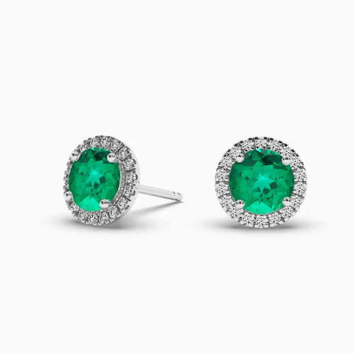 green emerald stud earrings
