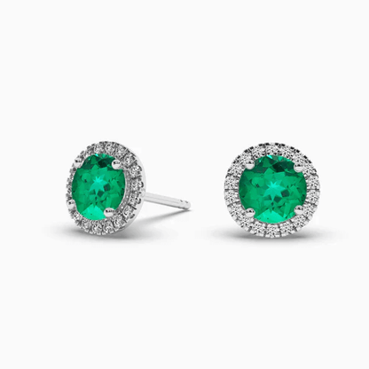 green emerald stud earrings