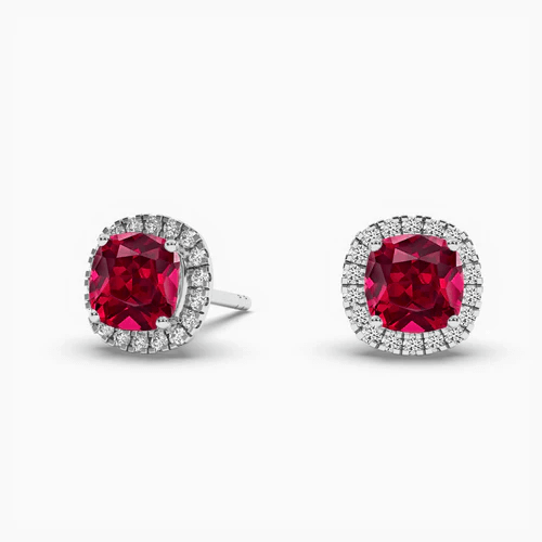 Ear studs with ruby and diamond