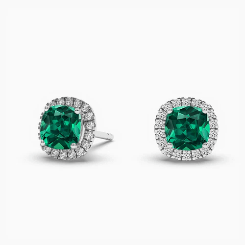 green emerald stud earrings