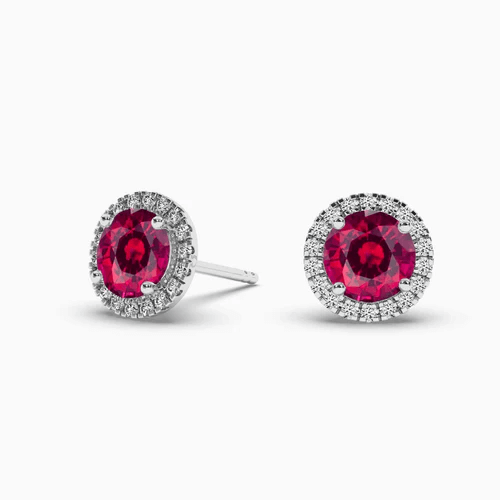 Ear studs with ruby and diamond