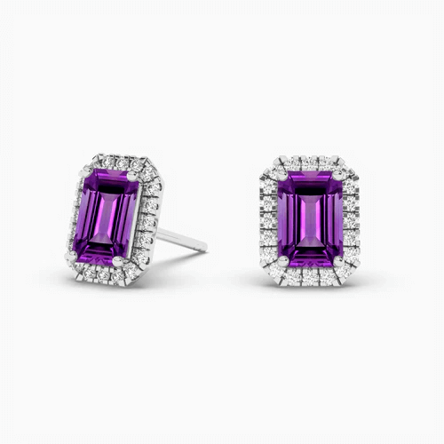 purple diamond earrings