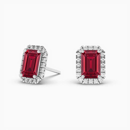 Ear studs with ruby and diamond