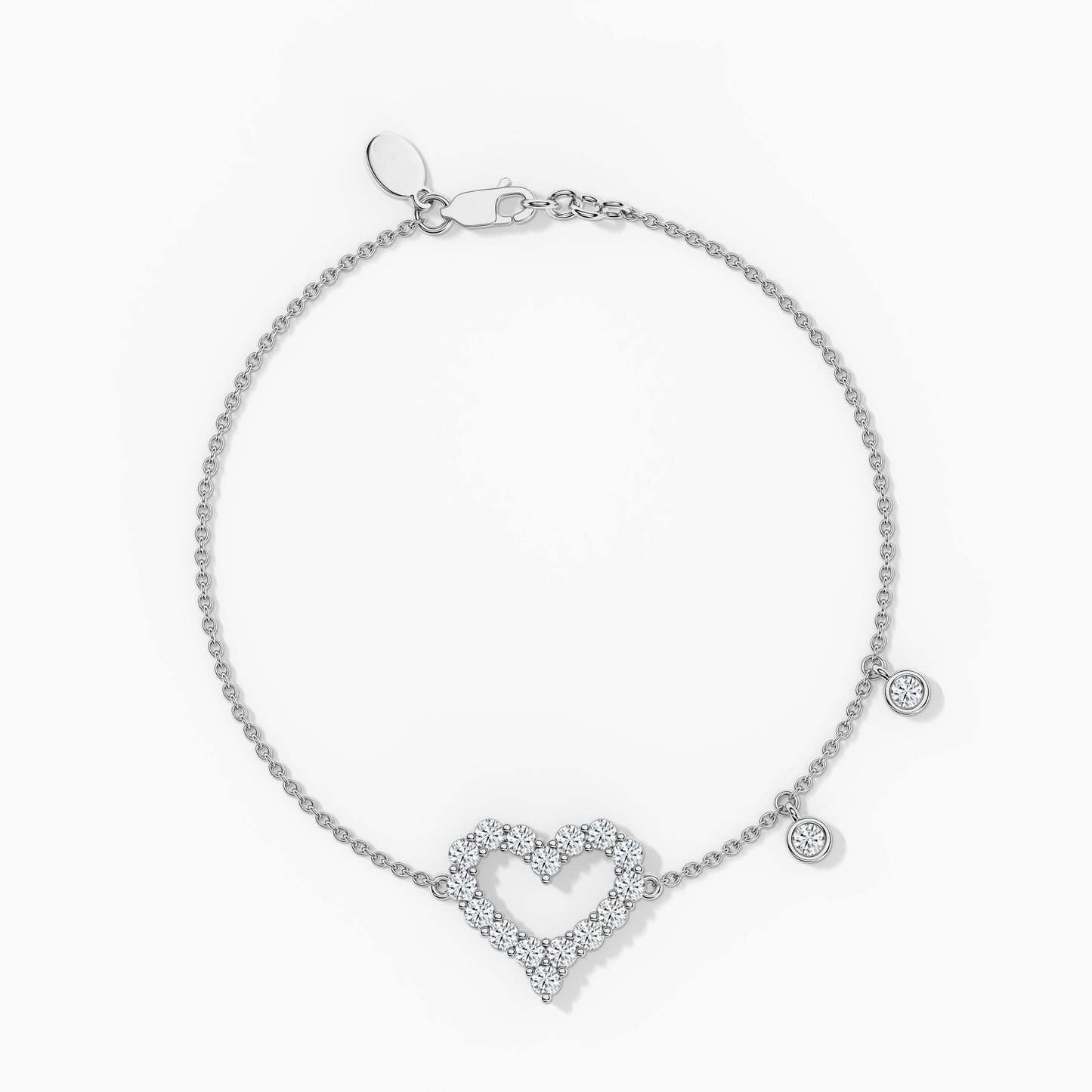 Heart Diamond Silver Bracelet for Women