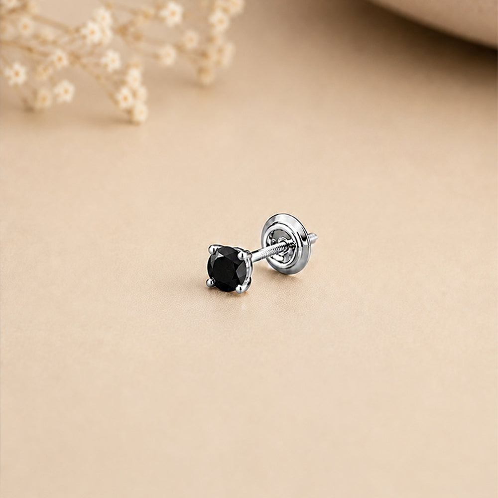 Solitaire Black Diamond Stud Earrings