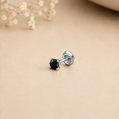 Solitaire Black Diamond Stud Earrings