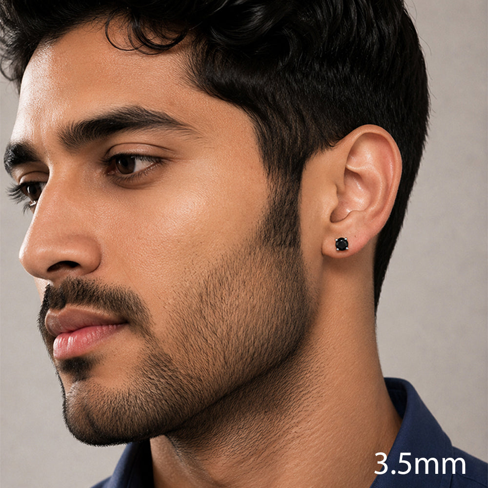 3.5mm black diamond stud for boys