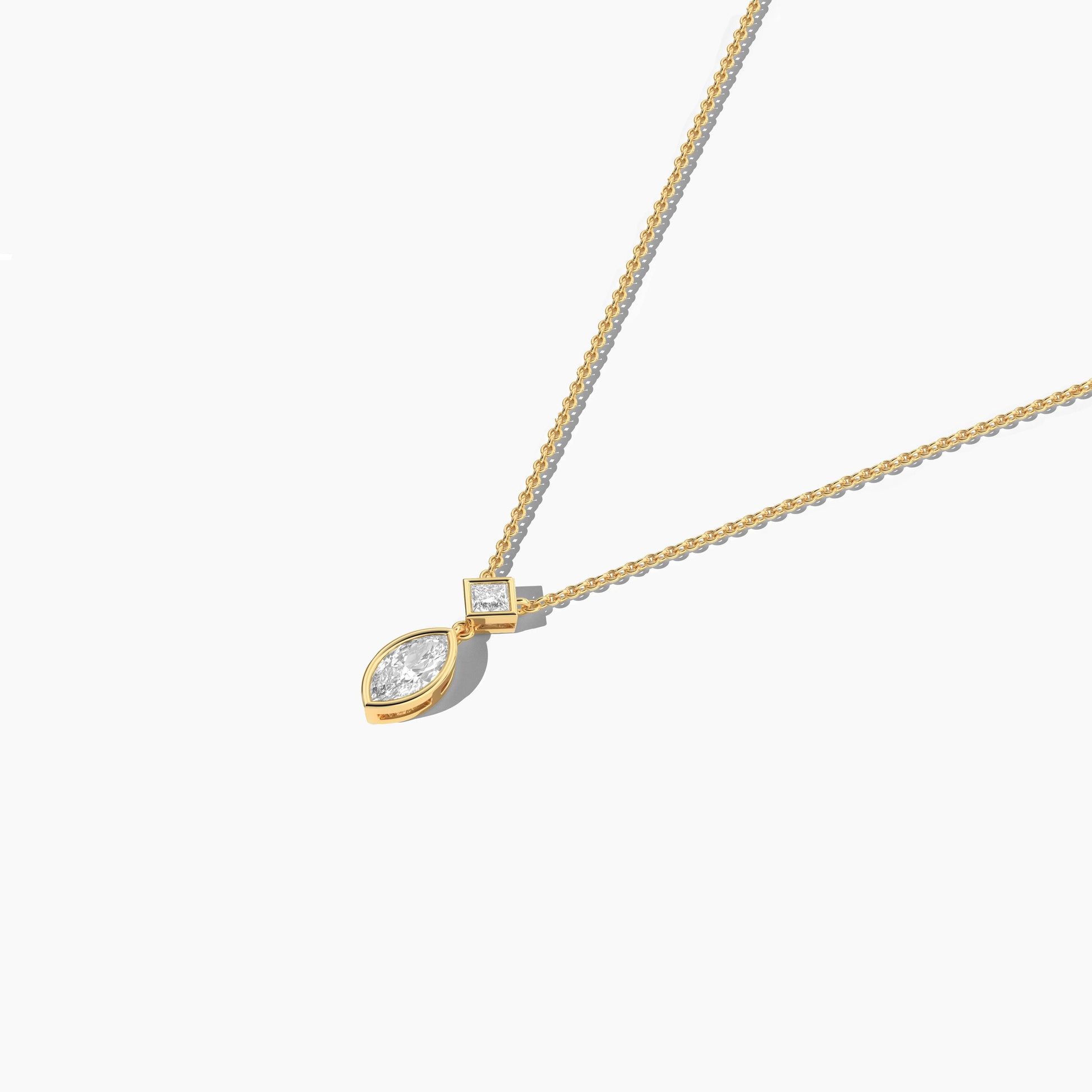 yellow Gold plated necklace with a diamond pendant 