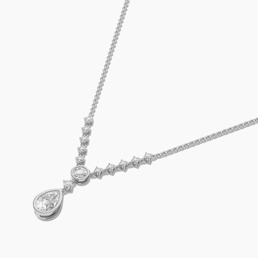 Diamond necklace on a white background