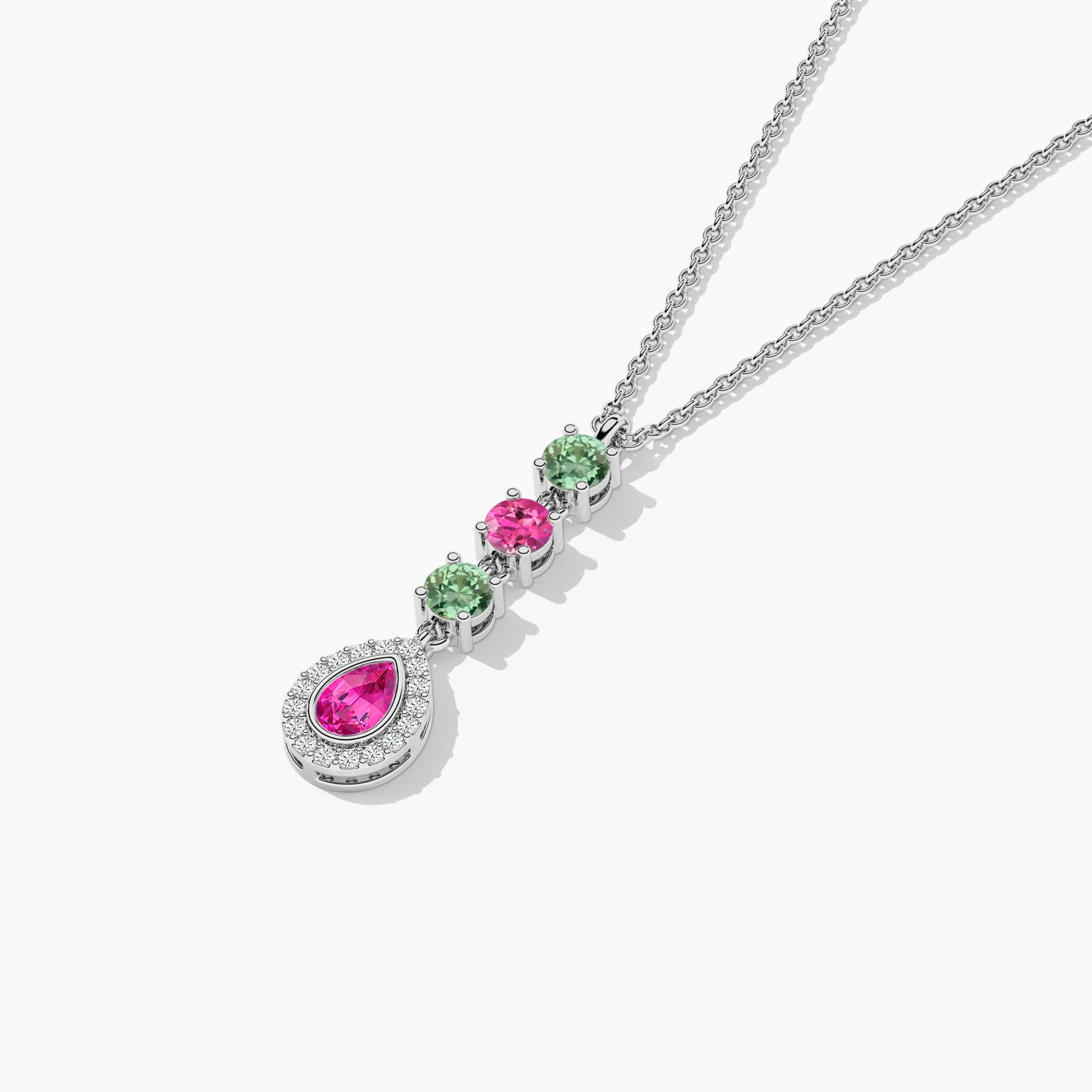 pink and green simple diamond necklace