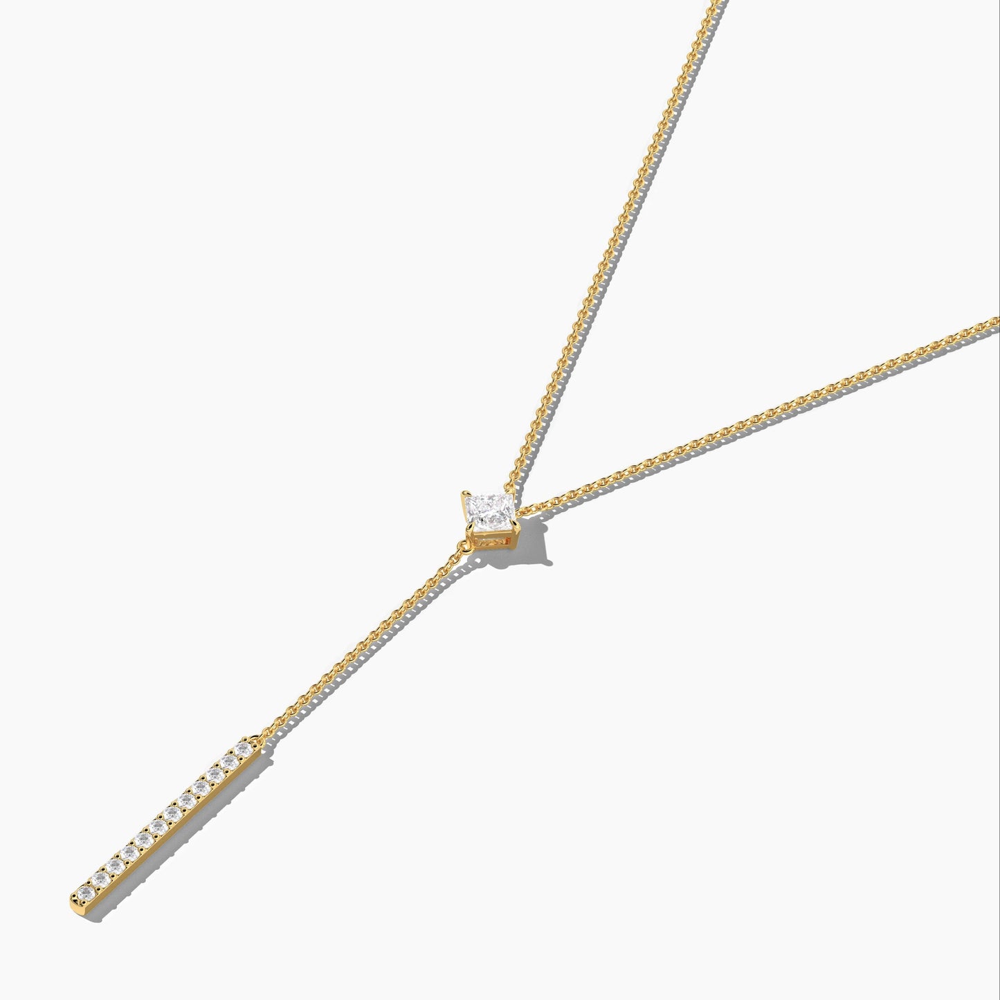 yellow plated Diamond lariat necklace