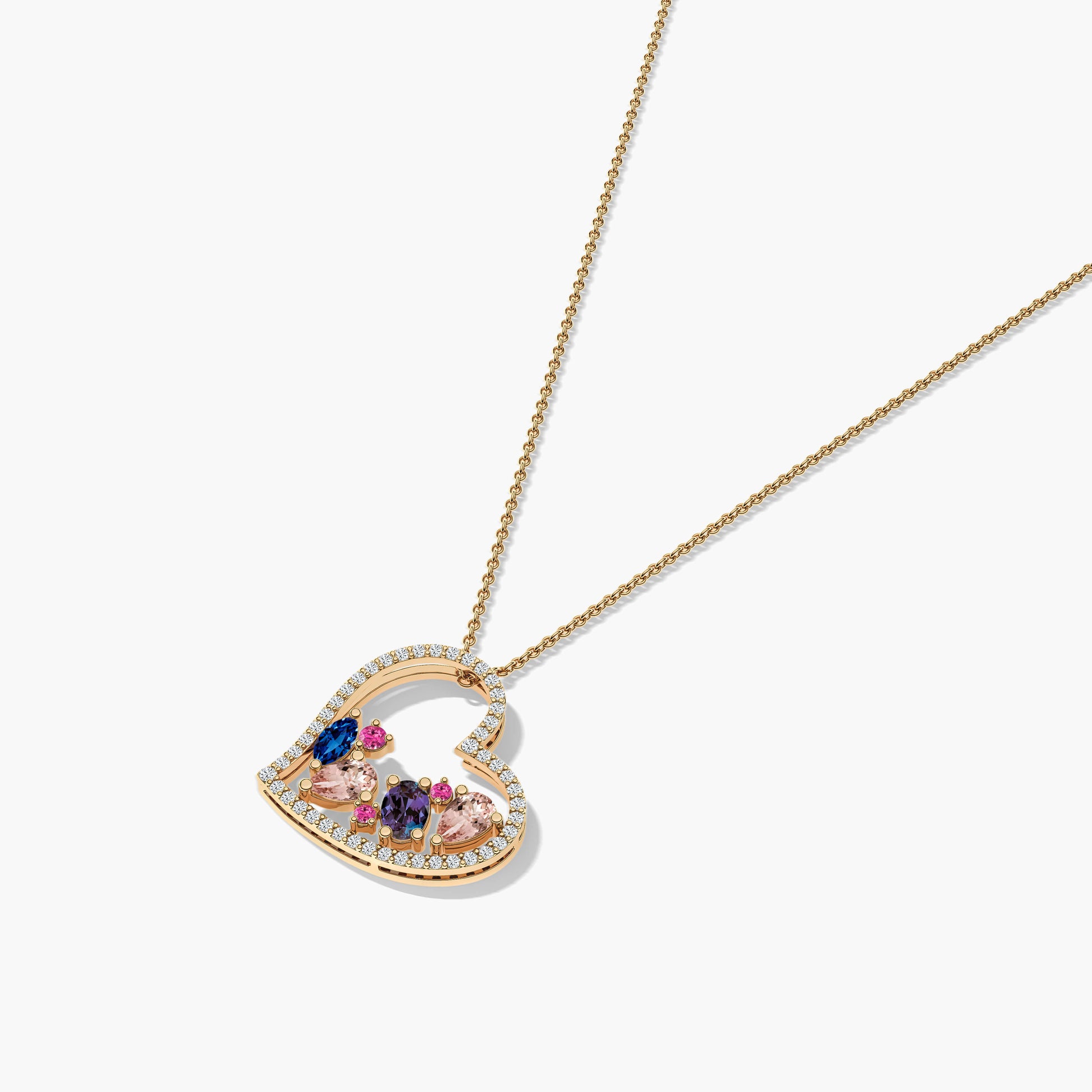 Heart-shaped multi-color necklace