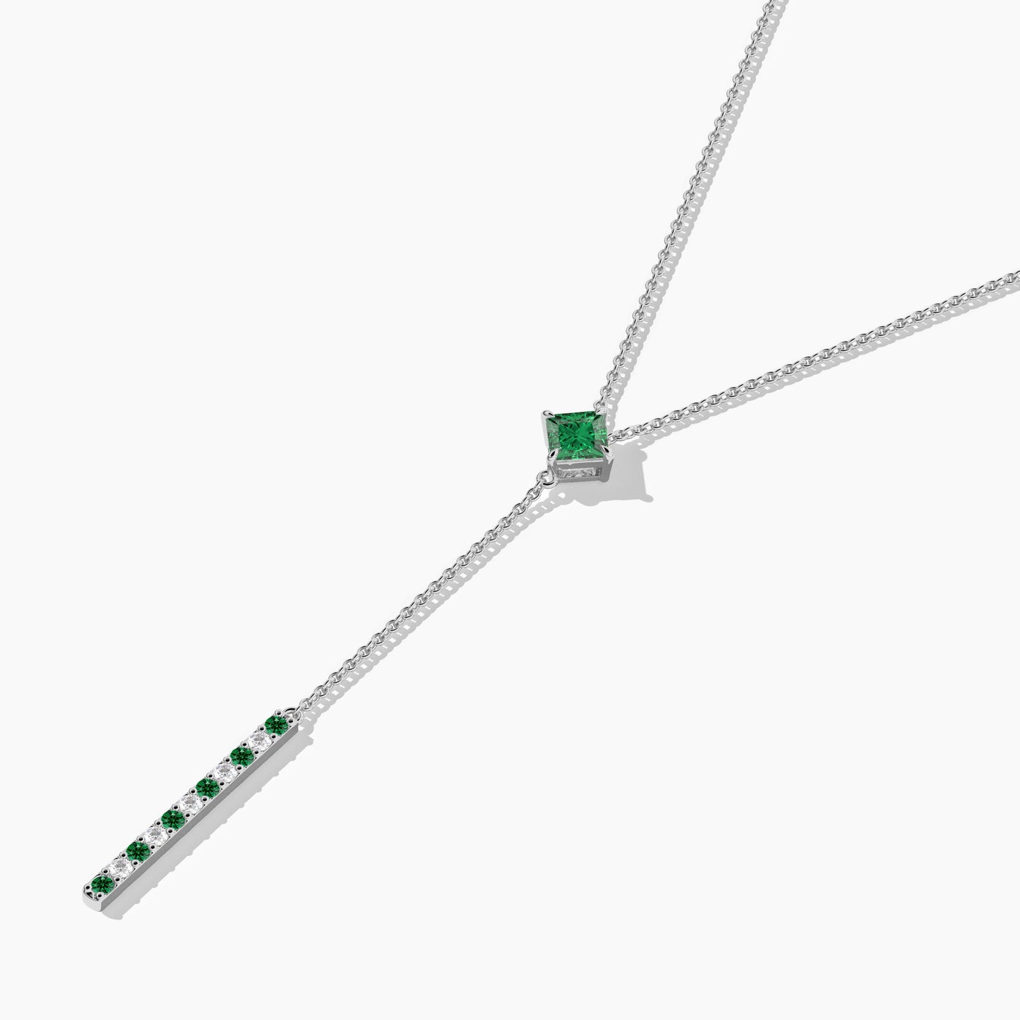 Silver necklace with green gemstones 