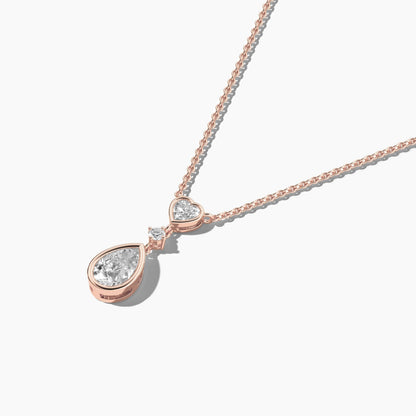 Rose gold plated necklace with a teardrop-shaped diamond pendant 