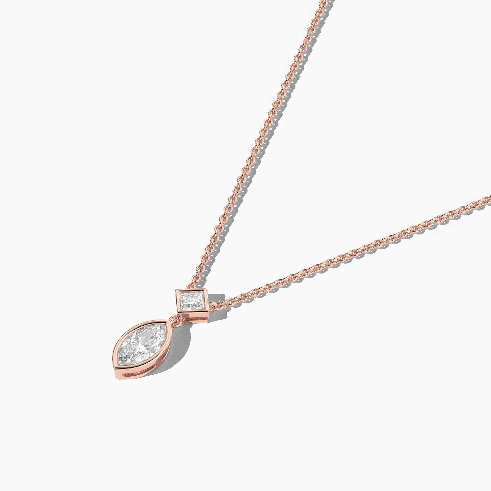 Rose gold necklace with a diamond pendant