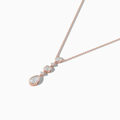 Rose gold plated necklace with heart-shaped diamond pendant