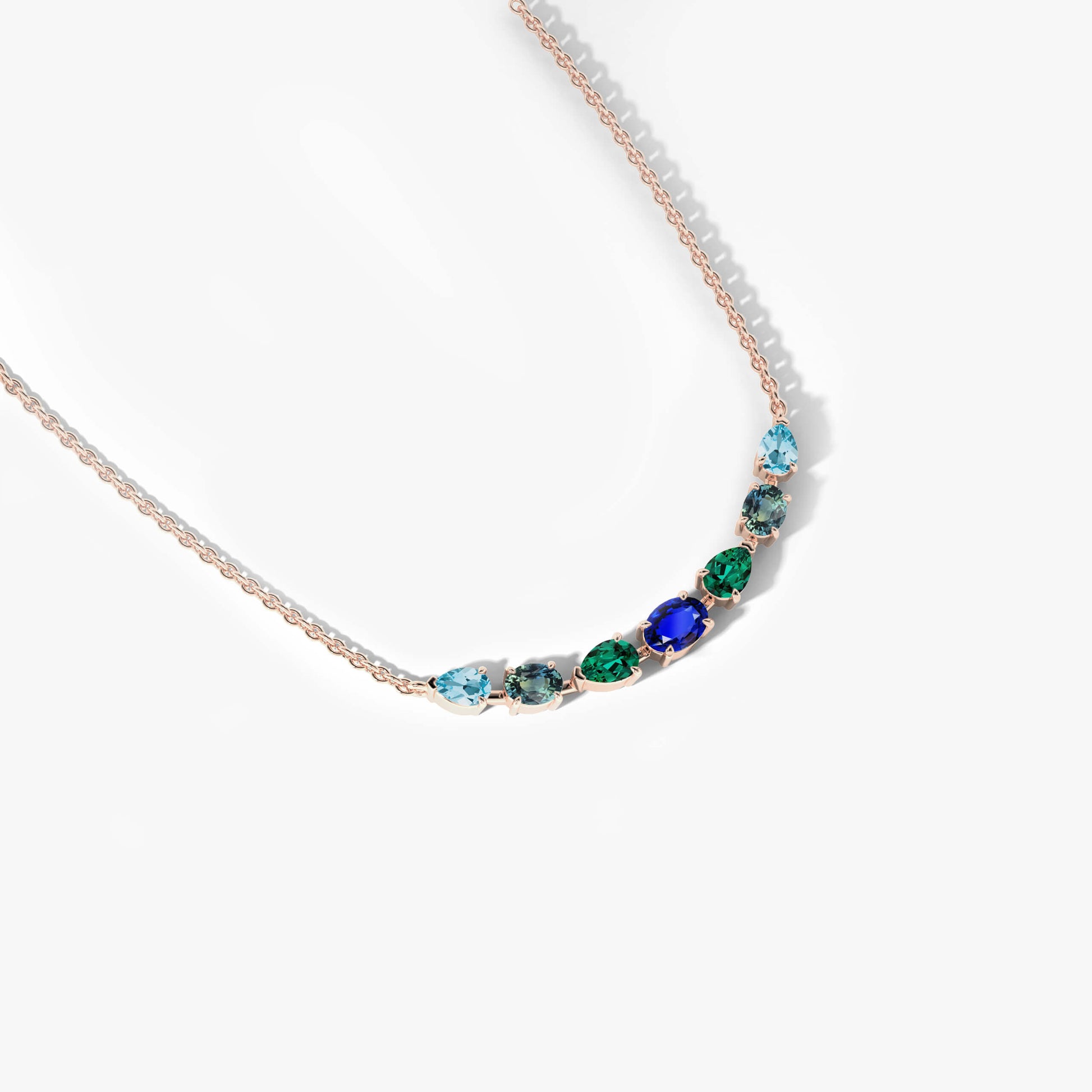 Blue and Green diamond chain pendant