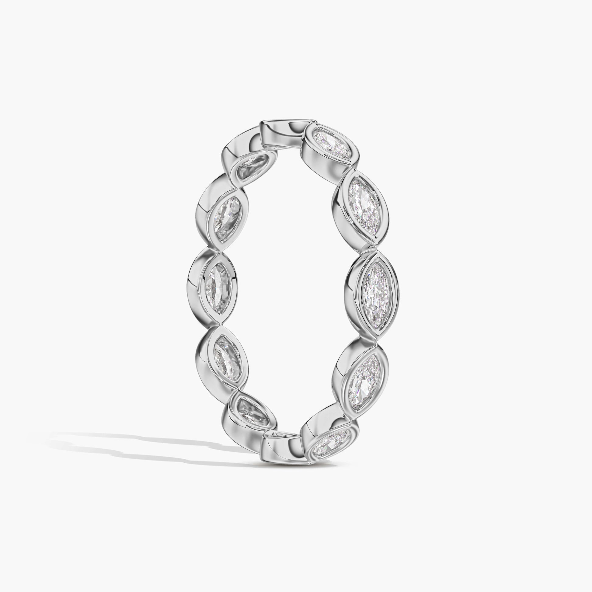 Silver ring with marquise-shaped diamonds 