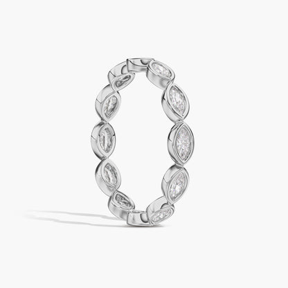 Silver ring with marquise-shaped diamonds 