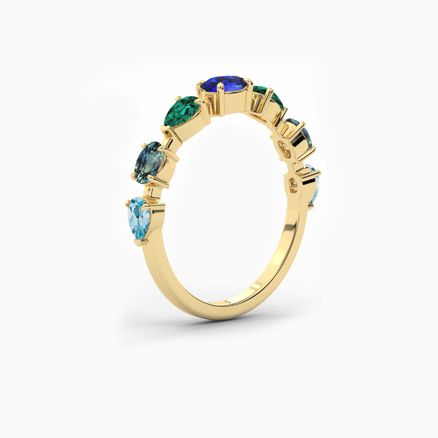 green and blue diamond ring