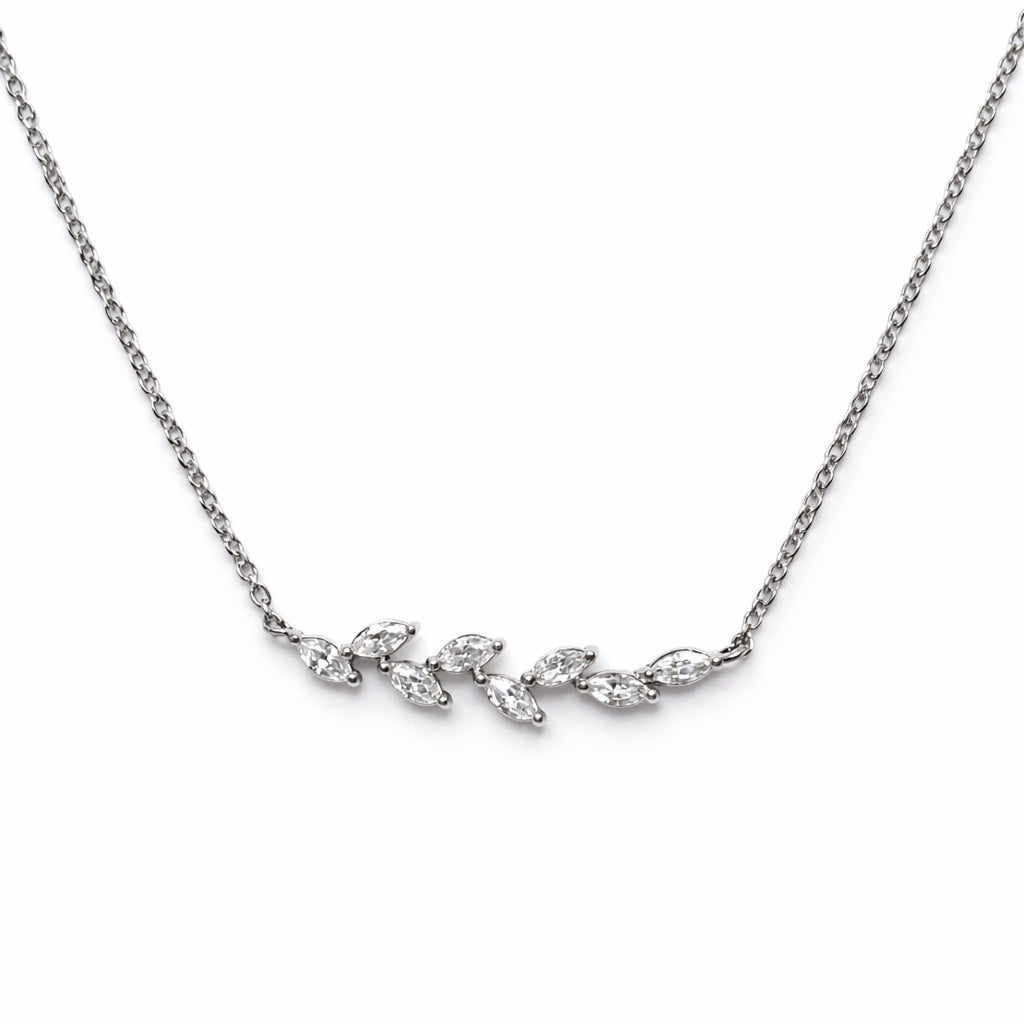 Silver necklace with small diamonds