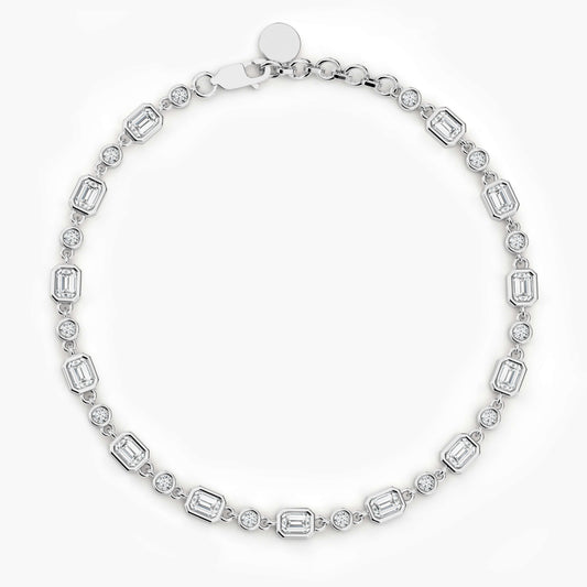 silver diamond bezel bracelet