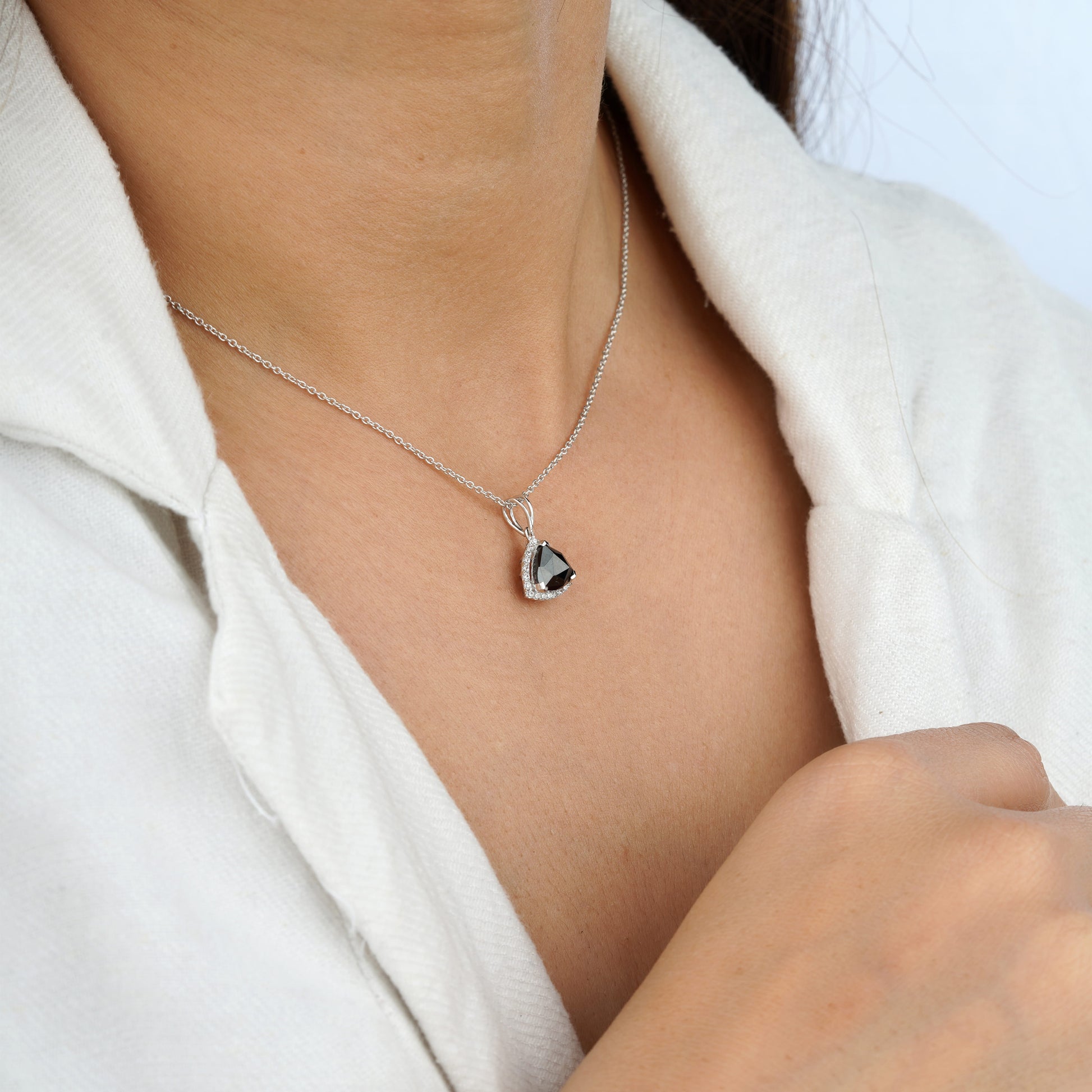 trillion black diamond pendant