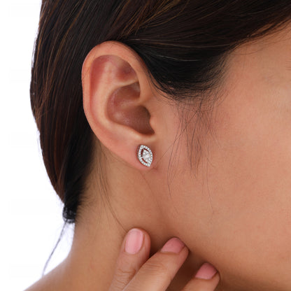 silver diamond earrings​