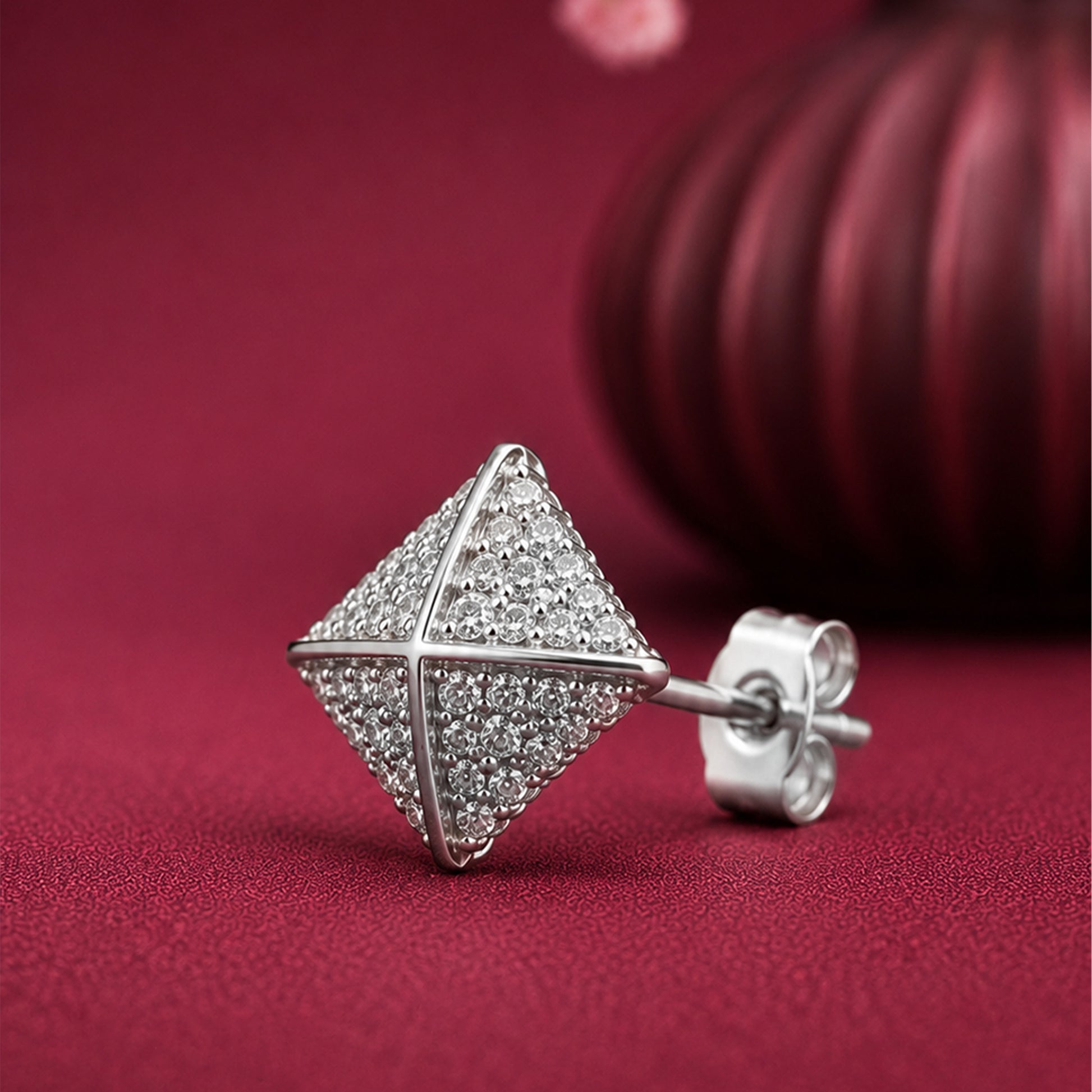 moissanite diamond pyramid earring for men