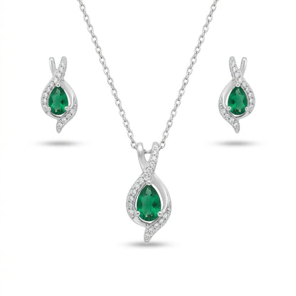 Emerald jewelry set with necklace and earrings 
