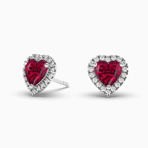 red ruby stud earrings