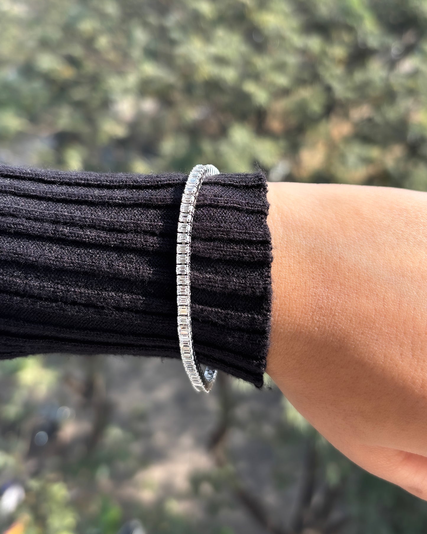 Sterling Silver Emerald Tennis Bracelet
