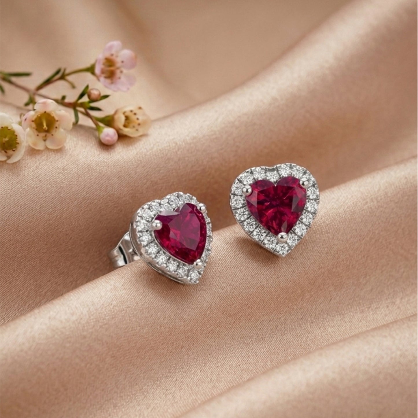 Sterling Silver Ruby Earrings