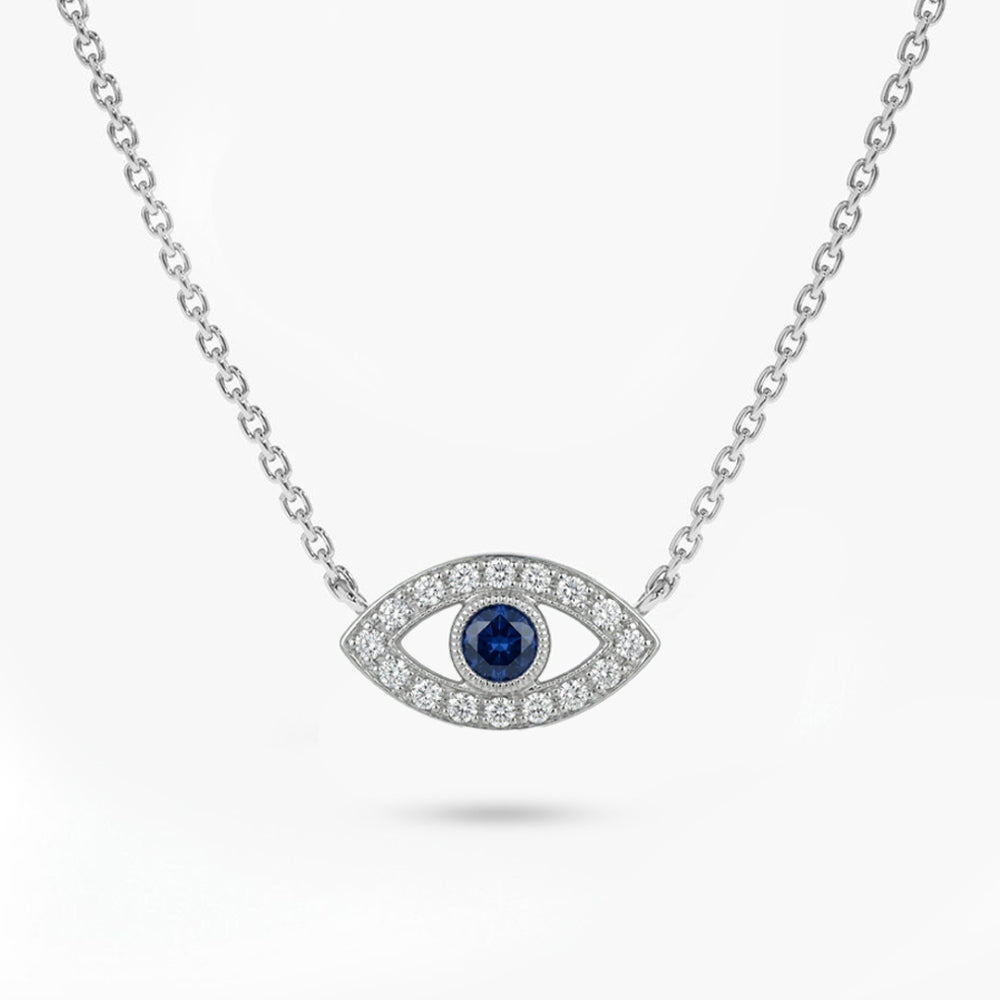 Silver necklace with eye-shaped pendant