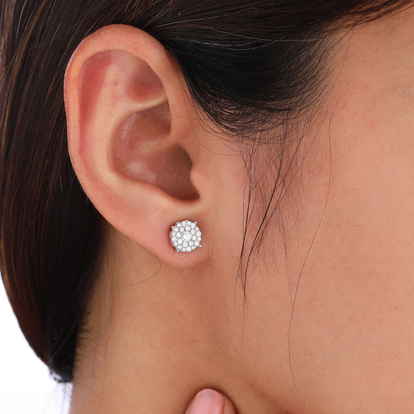 925 Sterling Silver Diamond Stud Earrings