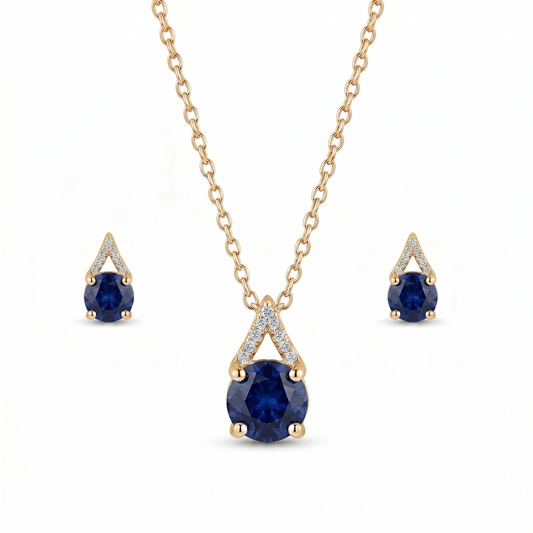 blue diamond pendant yellow gold plating