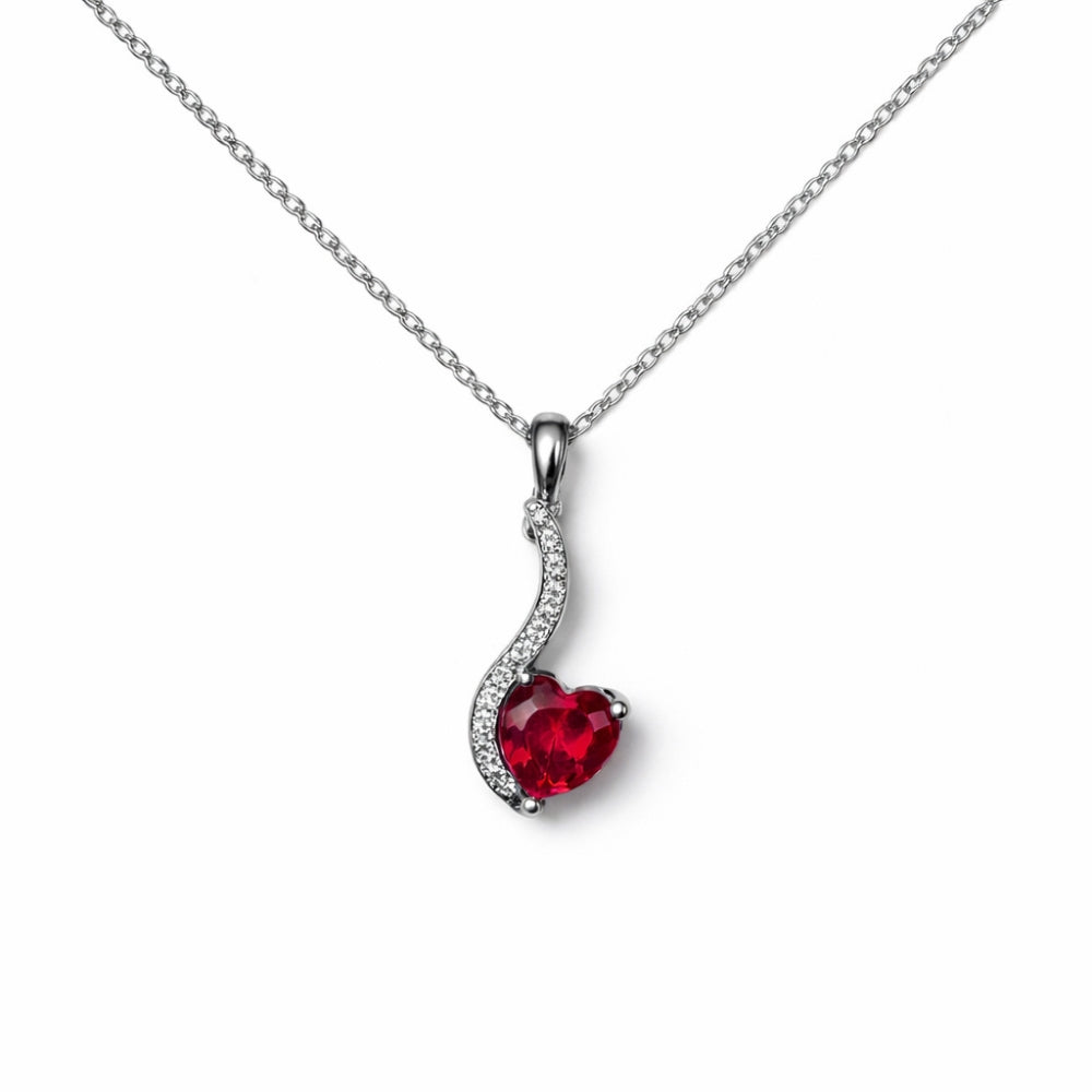 Heart-shaped red gemstone pendant 