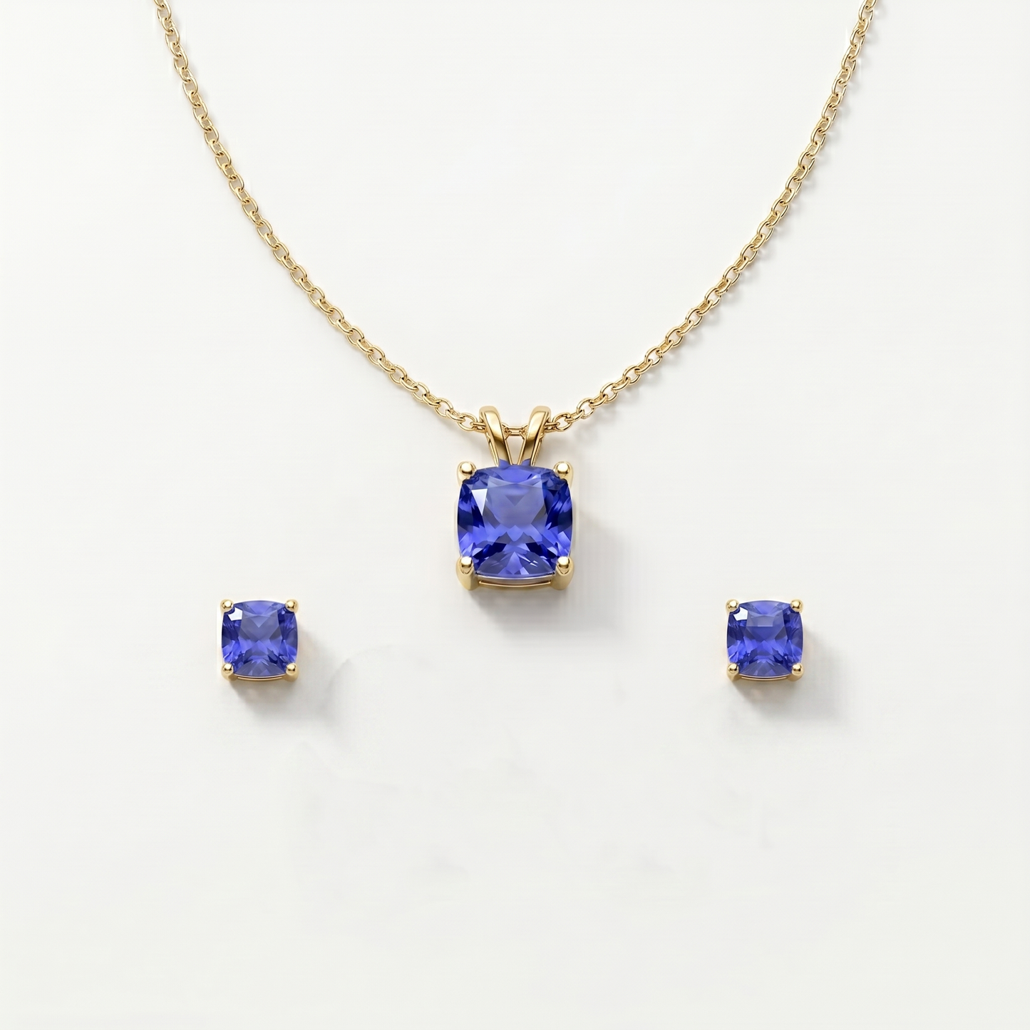 Blue Diamond Pendant Set for Women