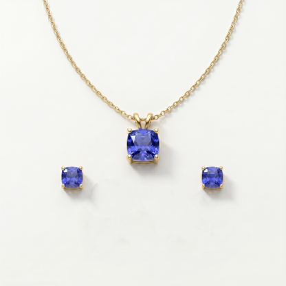 Blue Diamond Pendant Set for Women